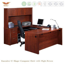 Hot Sale Office U Shape Curved Office Computer Desk Table Furniture with Right Return Hutch (HY-U01)